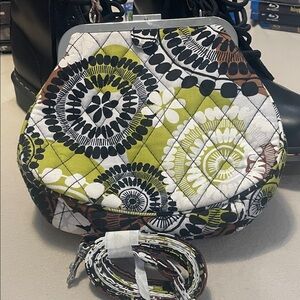 Vera Bradley Quilted Floral Circle Crossbody - Olive, White, Black, Brown